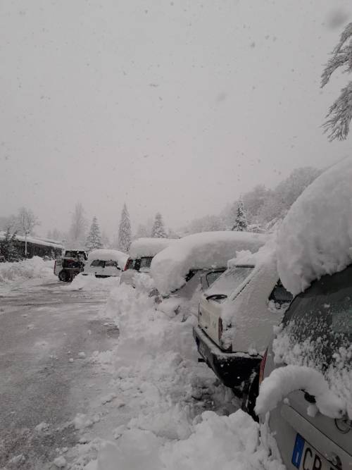 Allarme esondazione a Senigallia, casette Sae sotto la neve: allerta nelle Marche